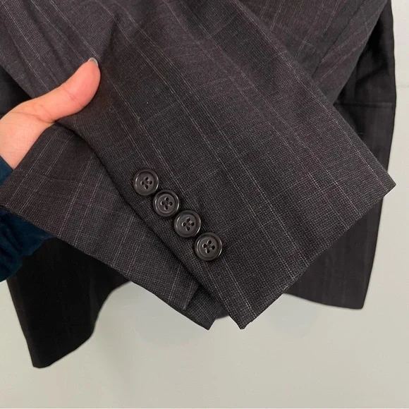 Brooks Brothers 1818 Regent Gray Charcoal Plaid Drago Wool Size 46/40 Suit Set